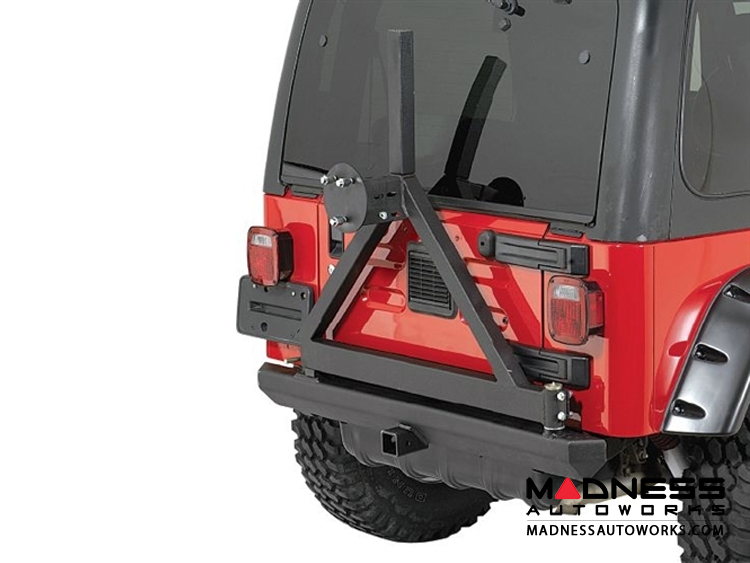 Jeep Wrangler JK SRC Classic Bumper w/ D-Rings & Hitch w/ Tire Carrier - Rear - Black Textured